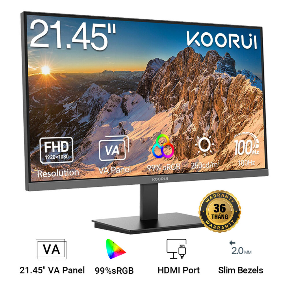Màn hình KOORUI E2212F (21.5/VA/FHD/100Hz/VGA/HDMI) - Quy Nhơn Computer
